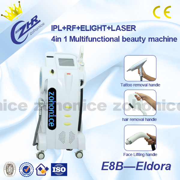 4in1 متعددة الوظائف E- ضوء نظام الليزر IPL RF لإزالة الشعر / تجديد الجلد