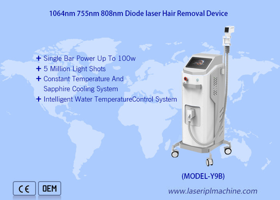 معدات إزالة الشعر بالليزر ذات طول موجة 3 808nm 755nm 1064nm