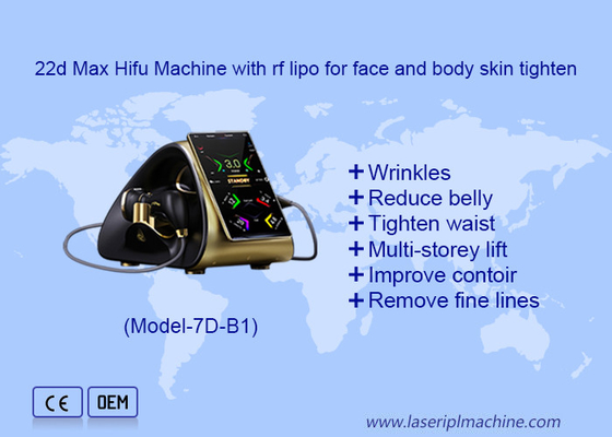 آلة 22d Max Hifu المحمولة مع Rf Lipo لرفع الوجه وتشديد بشرة الجسم