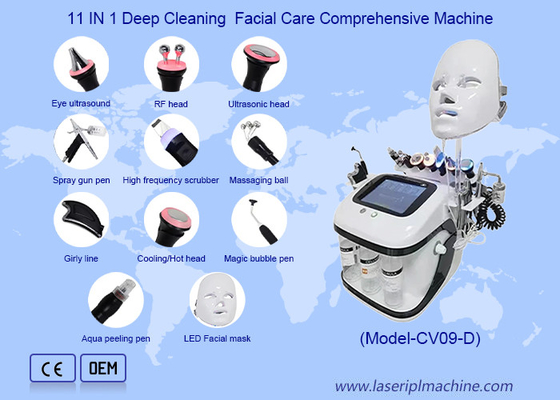 رفع الوجه ترطيب الوجه فقاعة الأكسجين RF Hydro Microdermabrasion LED Machine