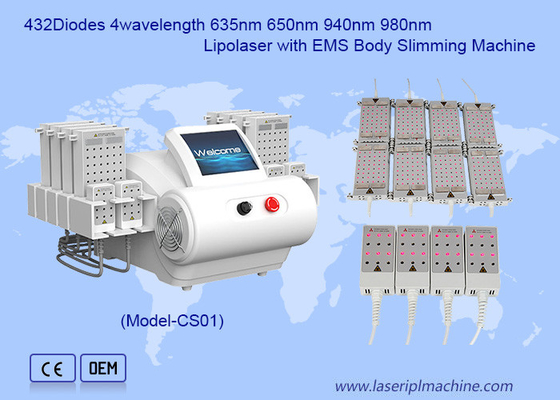 635nm 650nm 940nm 980nm ليزر الديود EMS لوحة شفط الدهون آلة تخفيف الوزن الجسم