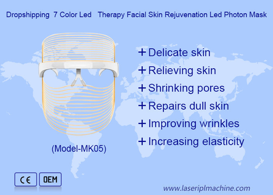 استخدام منزلي قابلة لإعادة الشحن اللاسلكي 7Color Beauty Light Therapy قناع للوجه