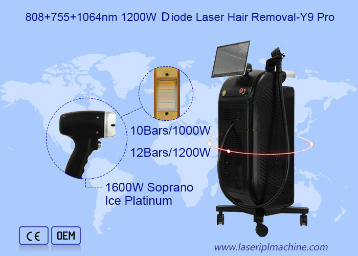 عقدة واحدة 3 طول موجة 808 755 1064nm 1200W ديود ليزر إزالة الشعر Y9 برو