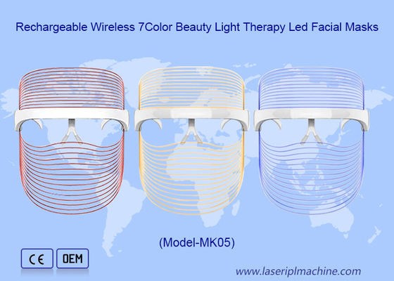 استخدام منزلي قابلة لإعادة الشحن اللاسلكي 7Color Beauty Light Therapy قناع للوجه