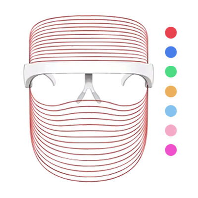 استخدام منزلي قابلة لإعادة الشحن اللاسلكي 7Color Beauty Light Therapy قناع للوجه